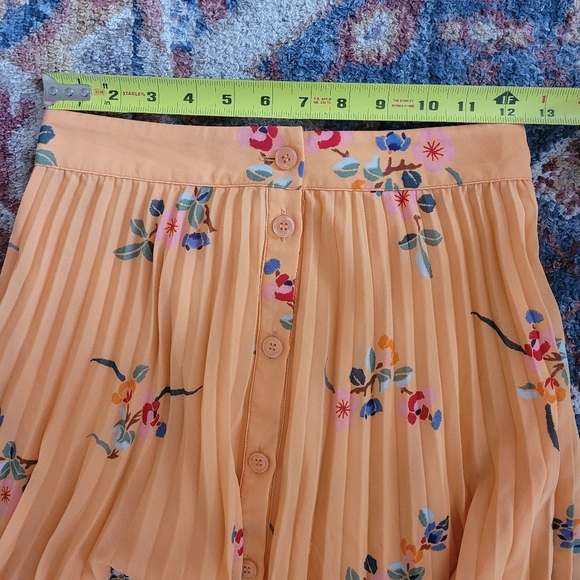 Paris Atelier & Other Stories‎ Floral Pleated Button Down Skirt Orange Size 2 - Picture 8 of 9